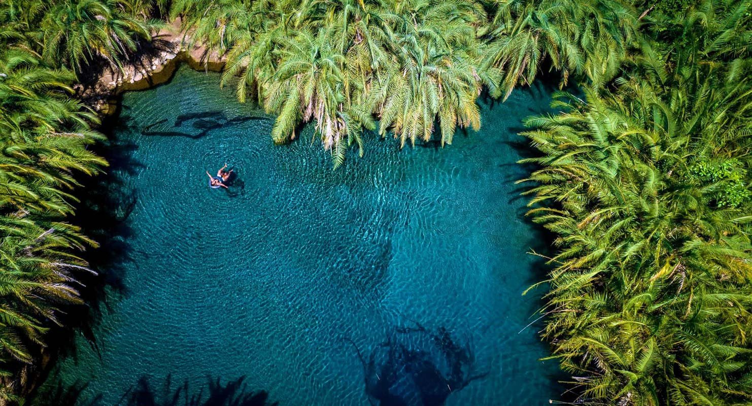 Serene hot springs surrounded by greenery